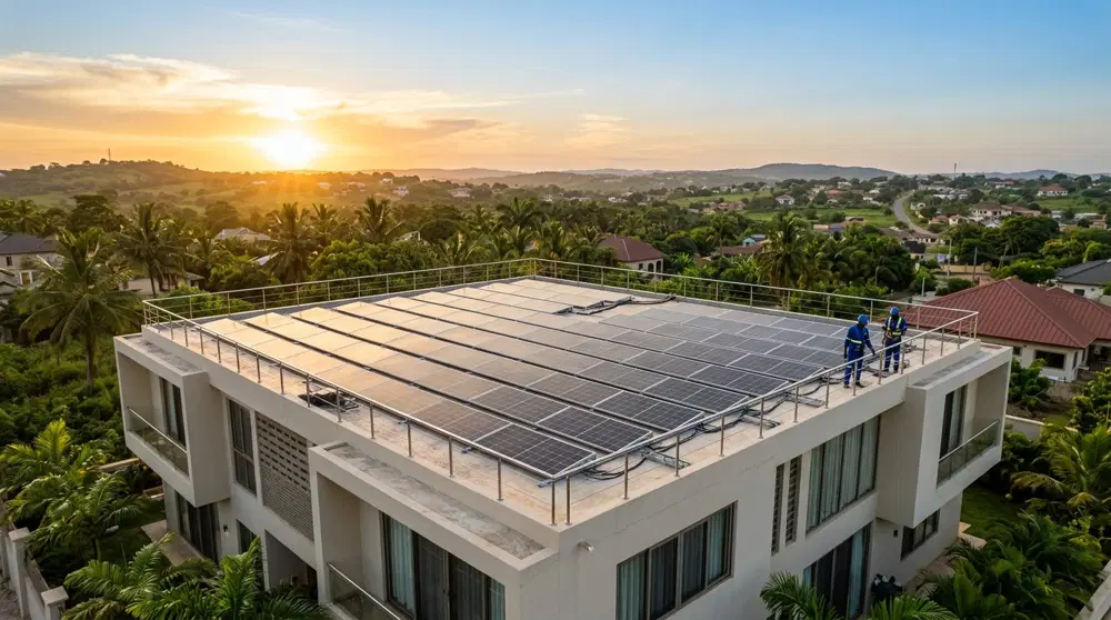 Rooftop solar installation in Ghana